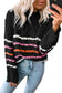 Green striped color block textured knit pullover sweater - sweaters & cardigans