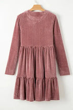Green Tie Back Square Neck Velvet Babydoll Dress - Fashionfitz