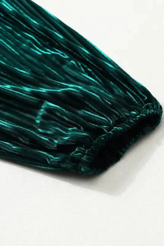 Green Tie Back Square Neck Velvet Babydoll Dress - Fashionfitz