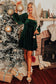 Dresses green tie back square neck velvet babydoll dress