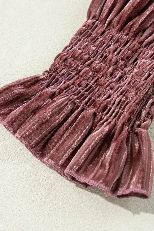 Green Tie Back Square Neck Velvet Babydoll Dress - Fashionfitz