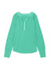 Green trimmed neckline waffle knit henley top - long sleeve tops