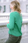 Green trimmed neckline waffle knit henley top - long sleeve tops