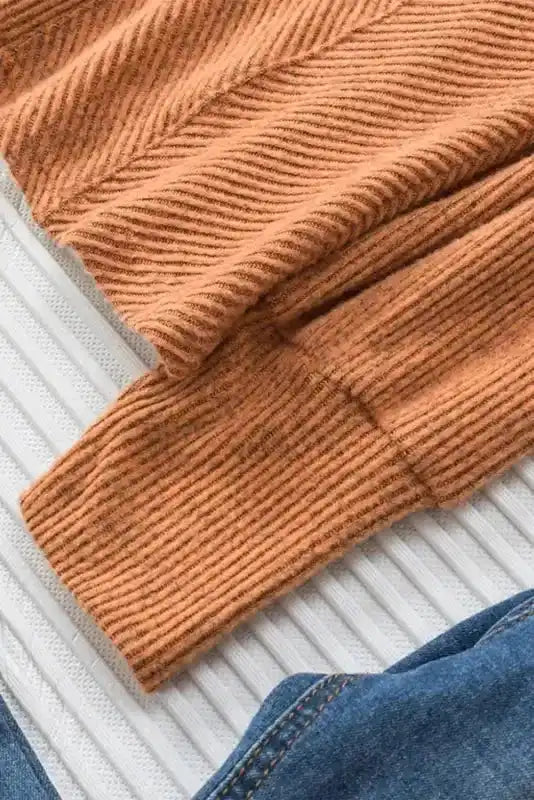 Green U Neck Textured Long Sleeve Top - Fashionfitz