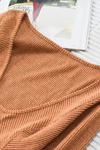 Green U Neck Textured Long Sleeve Top - Fashionfitz