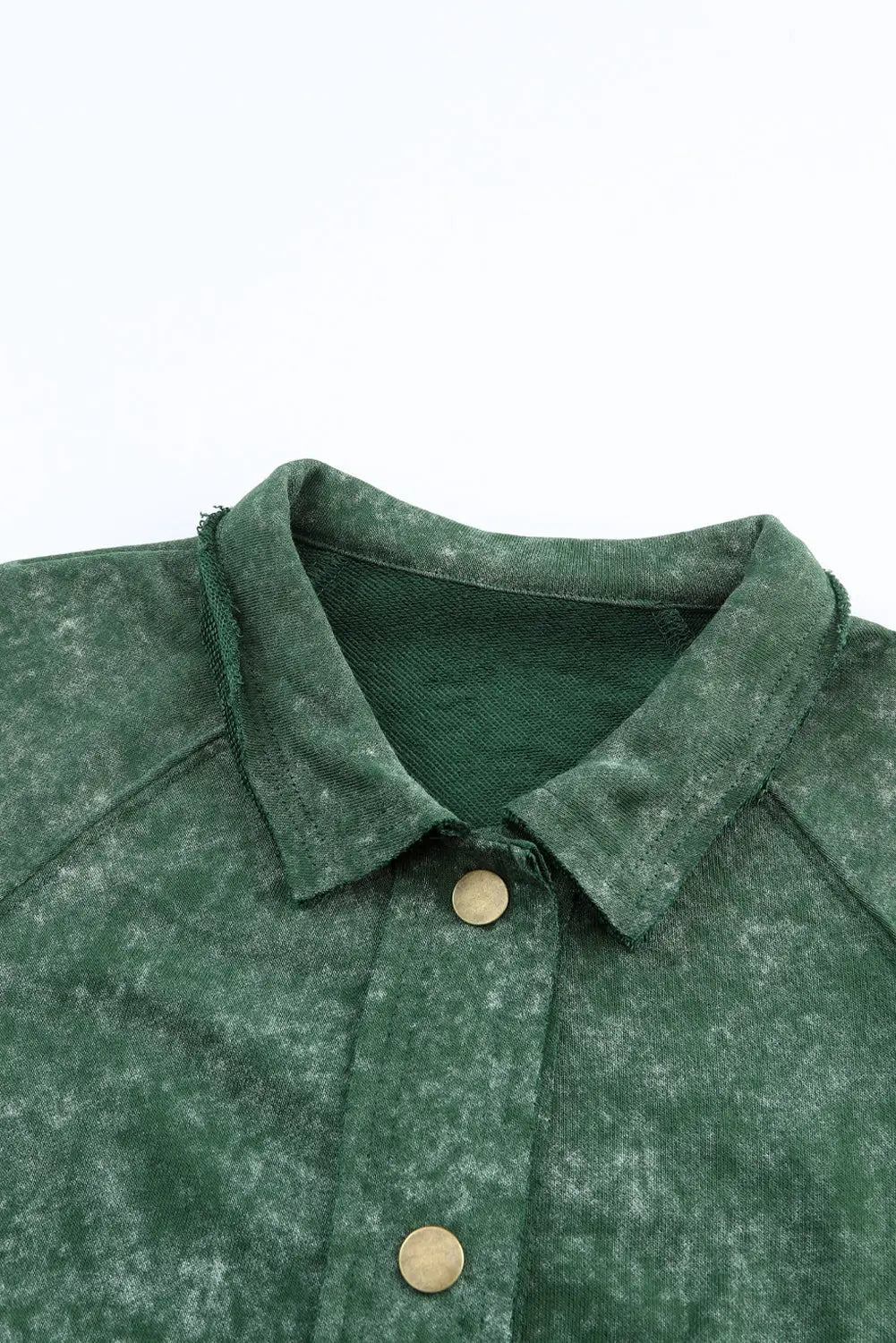 Green vintage washed flap pocket button shacket - shackets