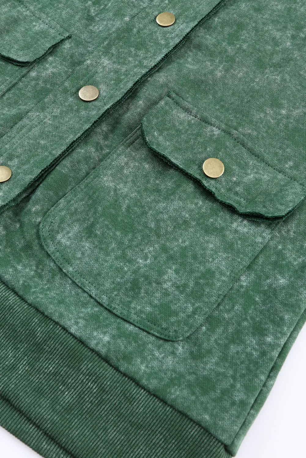 Green vintage washed flap pocket button shacket - shackets