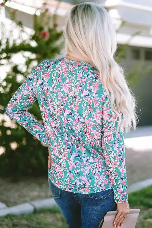 Green Wrap V Neck Floral Maxi Dress - Fashionfitz