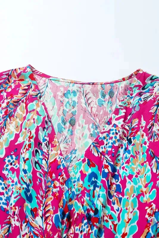 Green Wrap V Neck Floral Maxi Dress - Fashionfitz