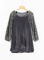 Grey Leopard Velvet Blouse - Fashionfitz