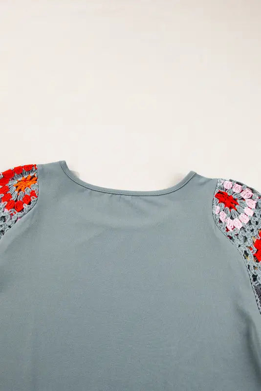 Grey petal crochet blouse - t-shirts