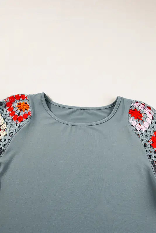 Grey petal crochet blouse - t-shirts