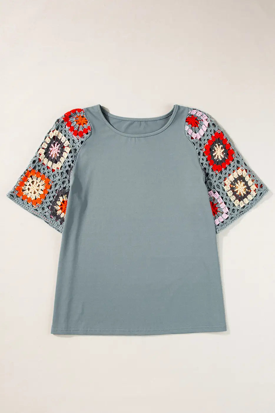 Grey petal crochet blouse - t-shirts