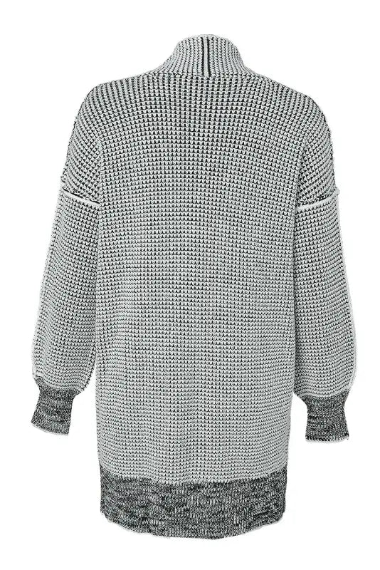 Grey plaid contrast trim open front cardigan - tops