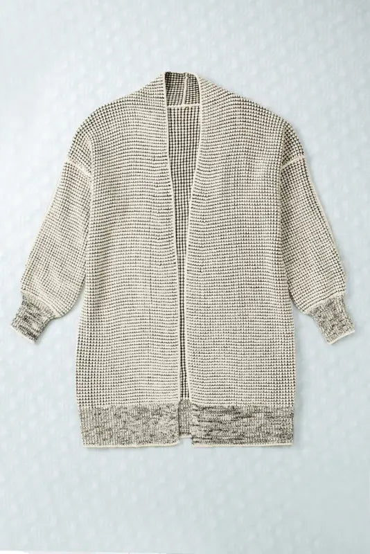 Grey plaid contrast trim open front cardigan - tops