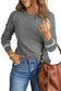 Grey ribbed trim crew neck long sleeve sweater - sweaters & cardigans