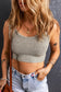 Grey stretchy knit crop top - tops