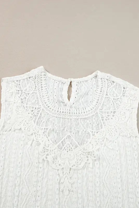 Guipure lace crochet tank top - tops/tank tops