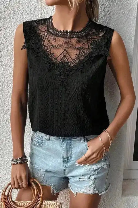 Guipure Lace Crochet Tank Top - Fashionfitz