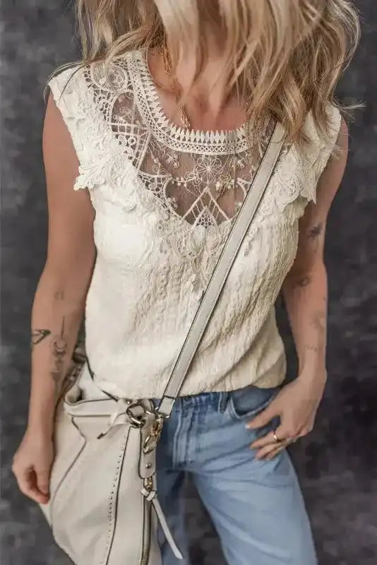 Guipure Lace Crochet Tank Top - Fashionfitz