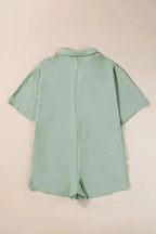 Half Button Collared Loose Romper - Fashionfitz
