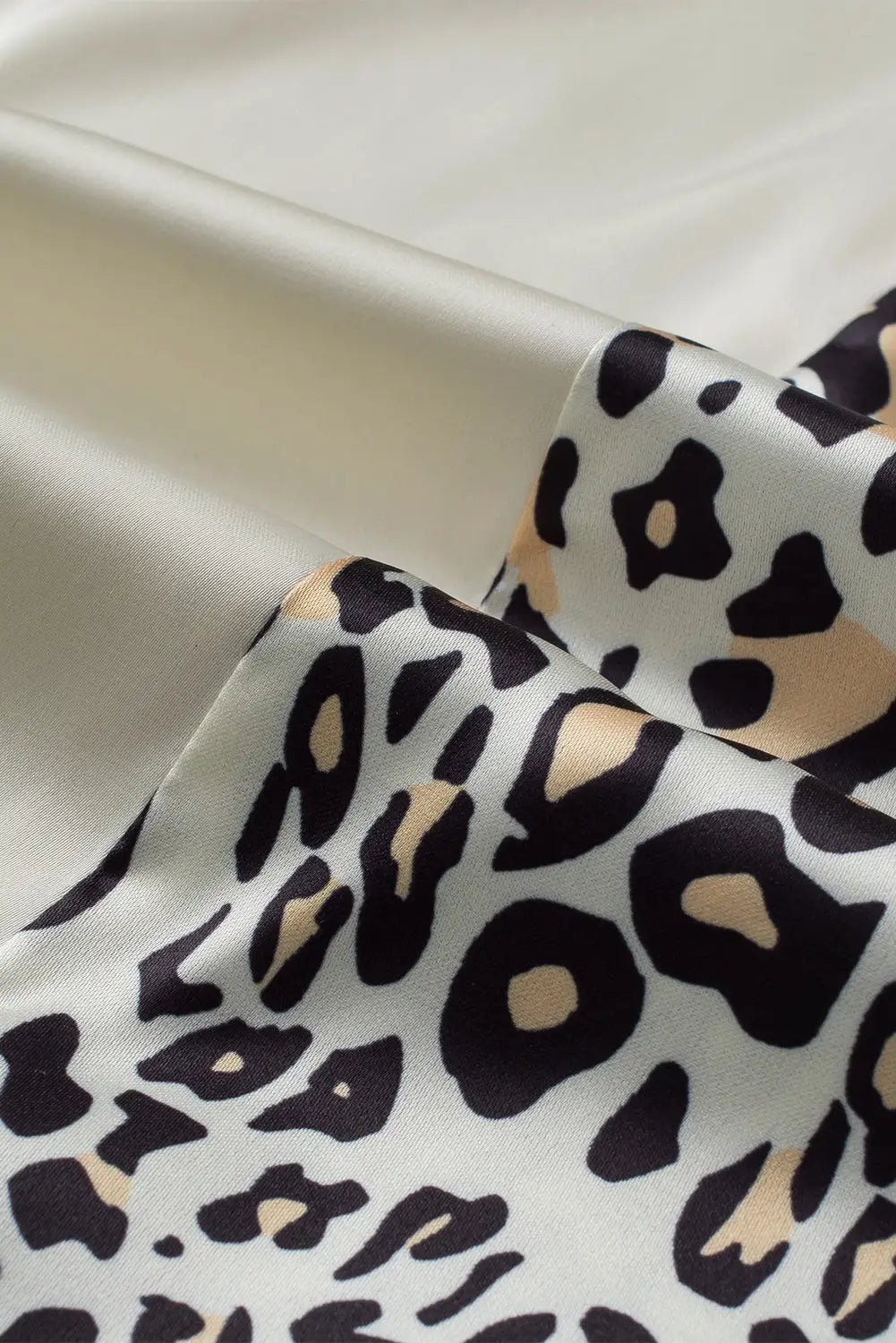Half leopard patchwork ruffle sleeve blouse - short blouses