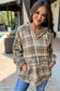 Khaki printed zipped front pullover plaid hoodie - sweatshirts & hoodies