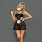 Halloween cosplay maid suit ensemble with accessories - black / free - lingerie