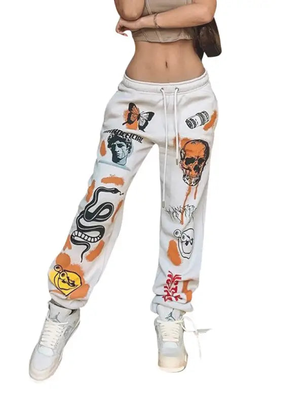 Halloween print sweatpants trousers