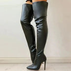 High Heels Red Over The Knee Boots With Back Zip - Fashionfitz