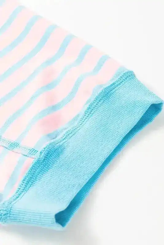 High Low T-Shirt - Pink Stripe Oversized Contrast Trim Exposed Seam - Fashionfitz