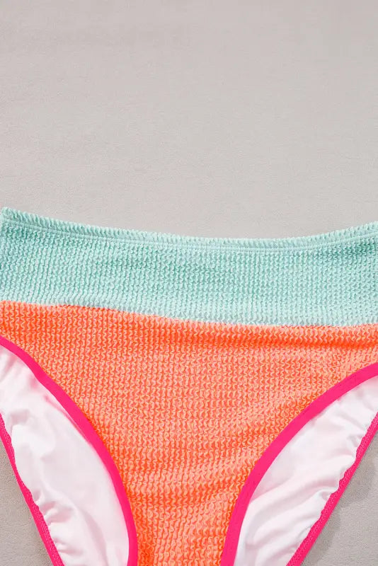 High waist bikini set - grapefruit orange color block