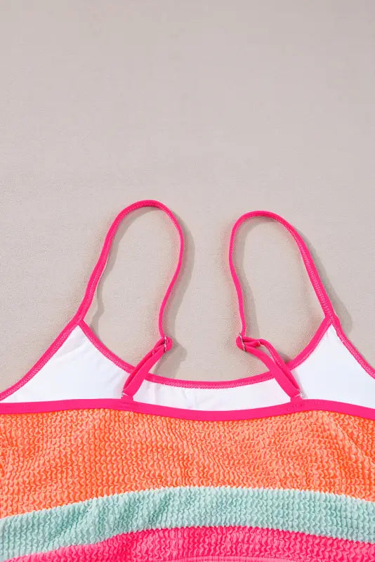 High waist bikini set - grapefruit orange color block