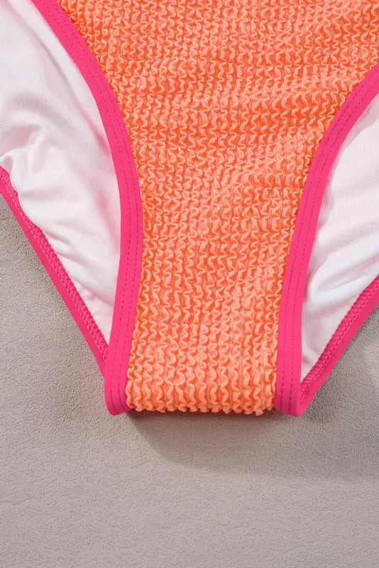 High waist bikini set - grapefruit orange color block