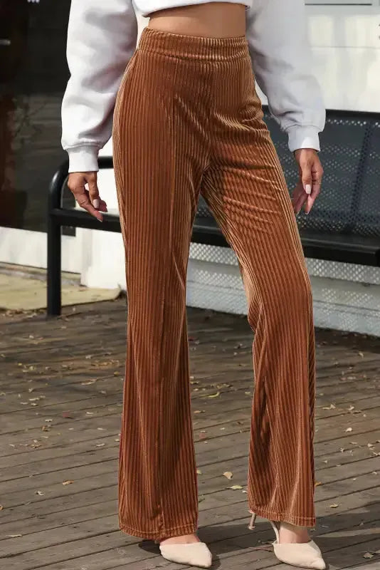 High Waist Flare Corduroy Pants - Fashionfitz