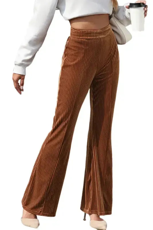 High Waist Flare Corduroy Pants - Fashionfitz