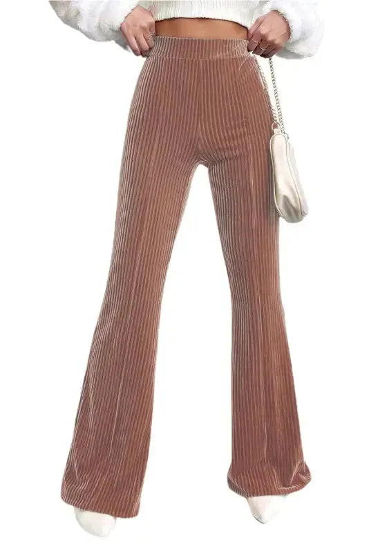 High Waist Flare Corduroy Pants - Fashionfitz