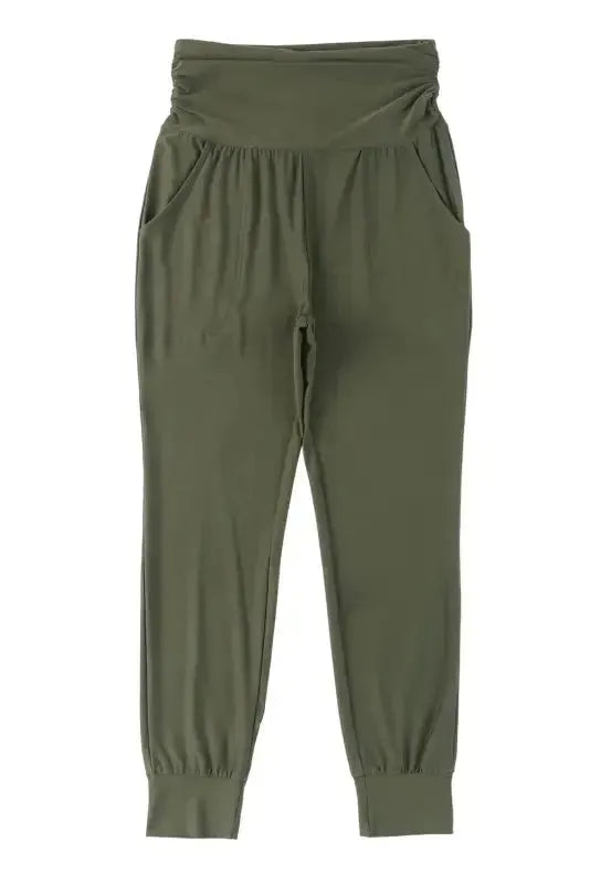 High Waist Pleated Pocket Leggings - Fashionfitz