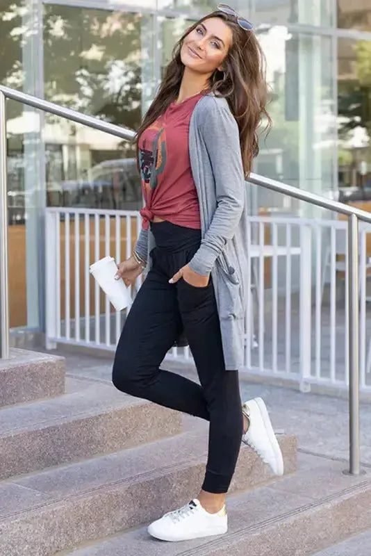 High Waist Pleated Pocket Leggings - Fashionfitz