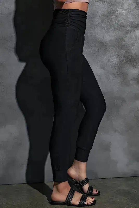 High Waist Pleated Pocket Leggings - Fashionfitz
