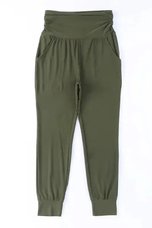 High Waist Pleated Pocket Leggings - Fashionfitz