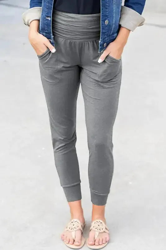 High Waist Pleated Pocket Leggings - Fashionfitz