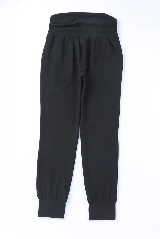 Black high waist pleated pocket leggings