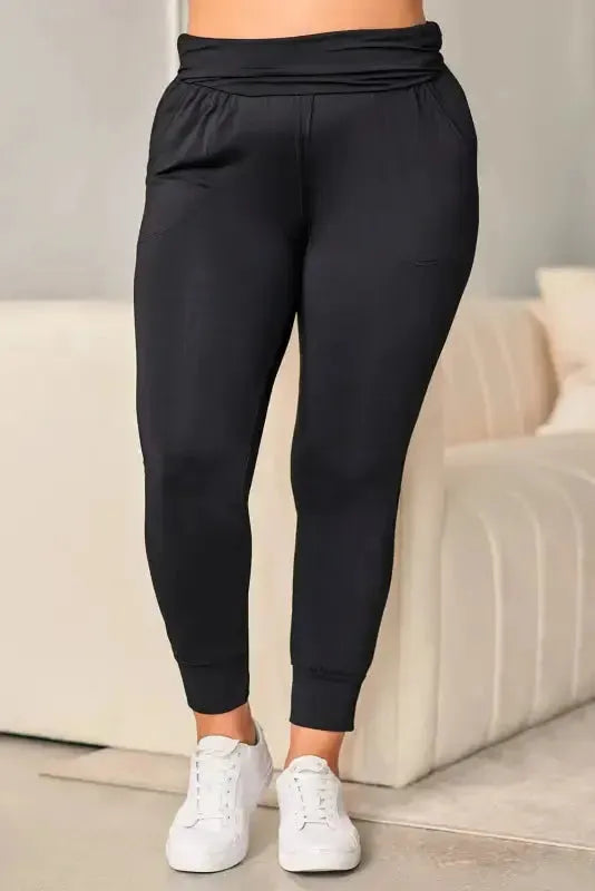 High Waist Pleated Pocket Leggings - Fashionfitz