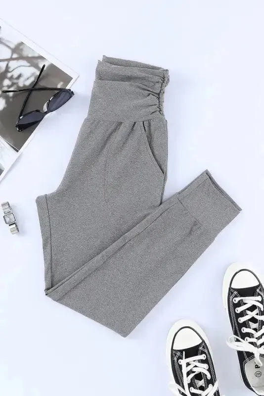 High Waist Pleated Pocket Leggings - Fashionfitz
