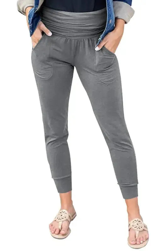 High Waist Pleated Pocket Leggings - Fashionfitz