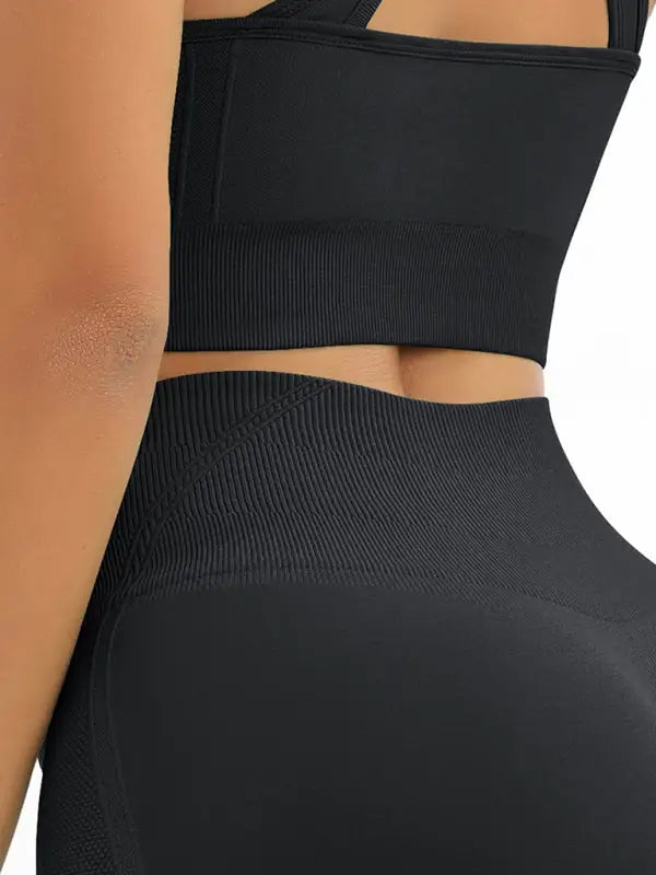 High waist seamless tank top shorts two-piece set - activewear
