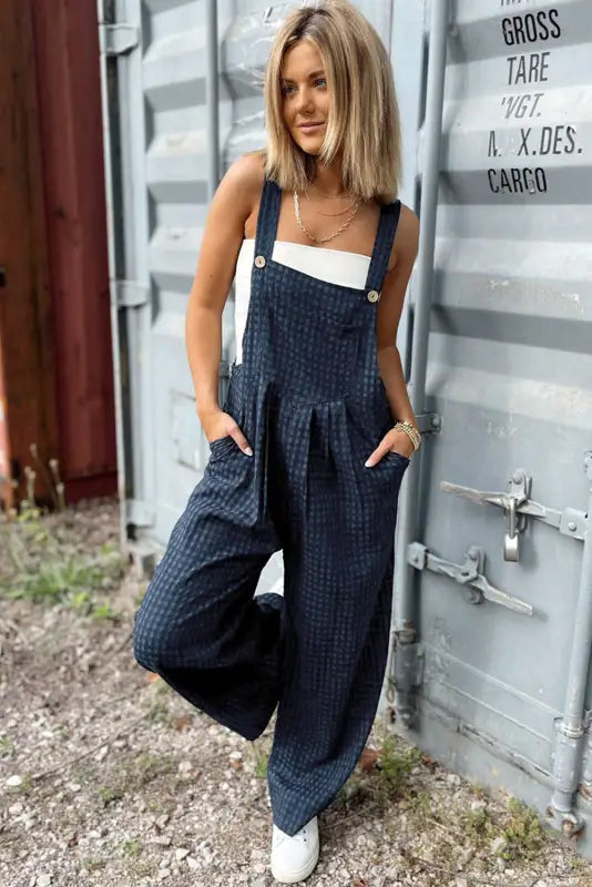 Highland chic overalls | trendy plaid high-waist fit