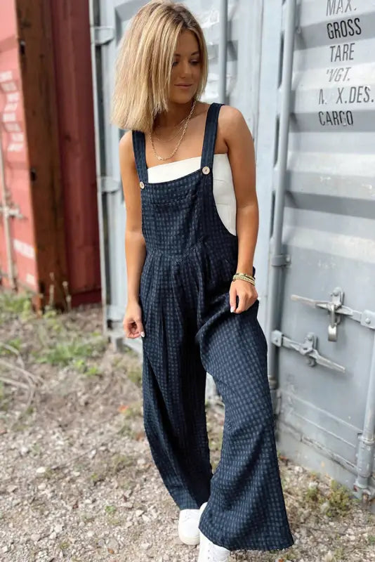 Highland chic plaid high-waist overalls