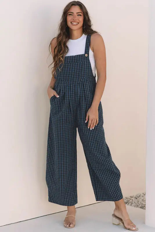 Highland chic overalls | trendy plaid high-waist fit